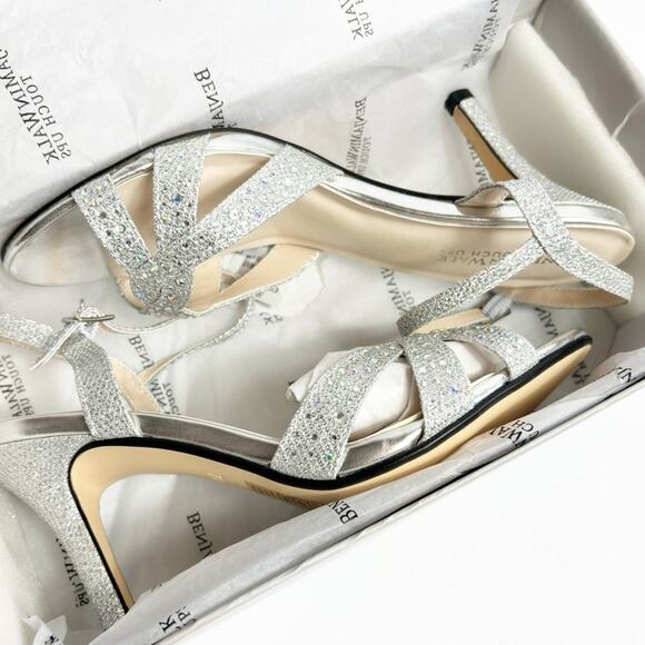 TOUCH UPS BY BENJAMIN WALK IVY SANDAL SILVER METALLIC WOMEN HEELS SIZE 7.5 NEW - Picture 3 of 11